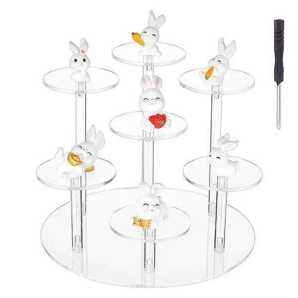 7-Tier Flat Round Acrylic Minifigures Organizer Display Risers