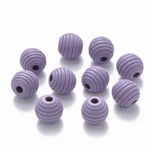 Painted Natural Wood Beehive Beads
