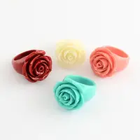 Rose Flower Synthetic Coral Rings
