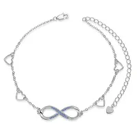 Rhodium Plated 925 Sterling Silver Link Anklets