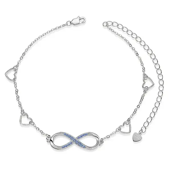 Rhodium Plated 925 Sterling Silver Link Anklets