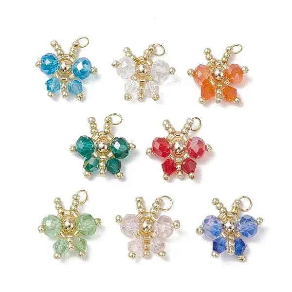 Glass Seed Beaded Butterfly Pendants