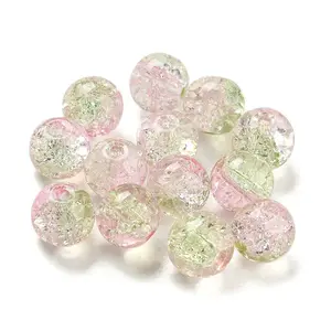 Transparent Spray Painting Crackle Glass Beads