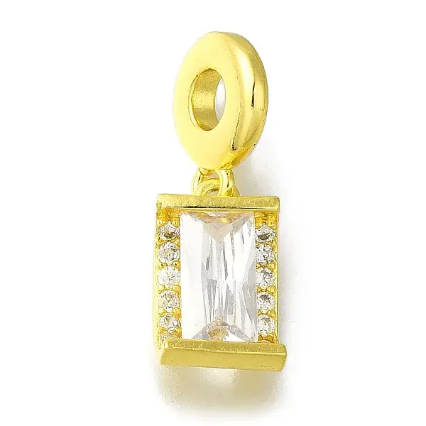 Rack Plating Brass Micro Pave Clear Cubic Zirconia European Dangle Charms