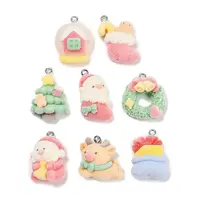 Christmas Flocky Opaque Resin Pendants