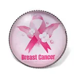 Breast Cancer Awareness Ribbon Glass Brooches