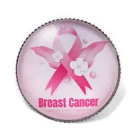 Breast Cancer Awareness Ribbon Glass Brooches