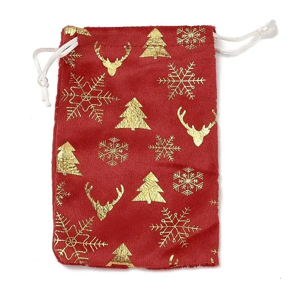Gold Stamping Christmas Velvet Storage Bags