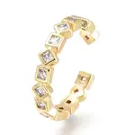 Brass Micro Pave Clear Cubic Zirconia Cuff Rings