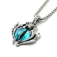 Alloy Bat with Plastic Dragon Eye Pendant Necklace