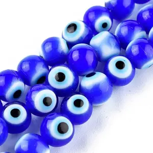 Handmade Evil Eye Lampwork Round Bead Strands