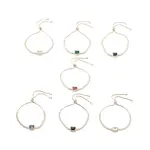 Cubic Zirconia Rectangle Link Silder Bracelet with Crystal Rhinestone