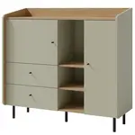 Kombinovaná komoda rudy - zelená/dub písečný