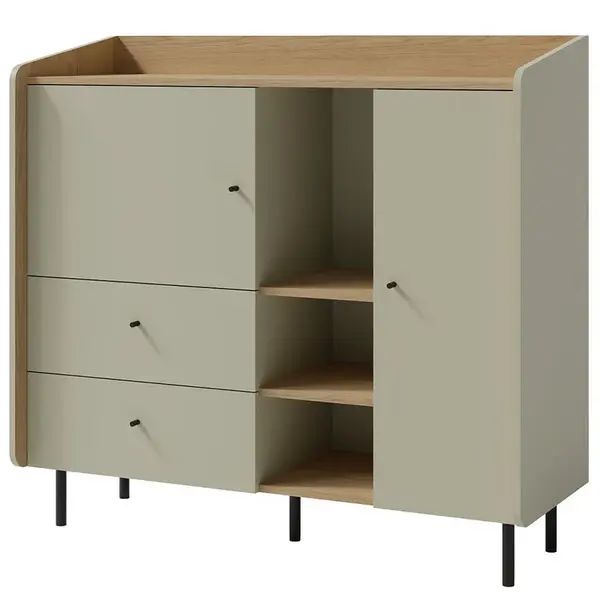 Kombinovaná komoda rudy - zelená/dub písečný