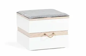 Taburet s úložným prostorem artos - dub sofia/bílá