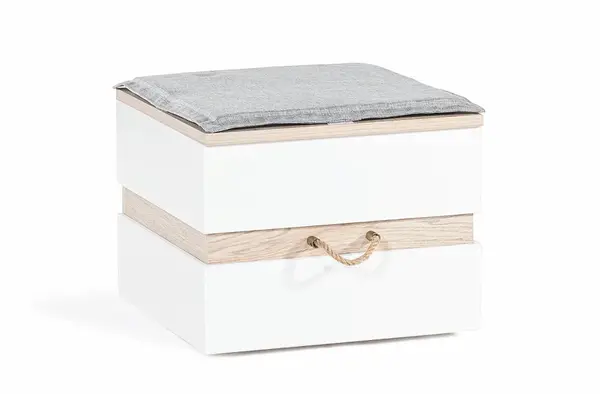 Taburet s úložným prostorem artos - dub sofia/bílá