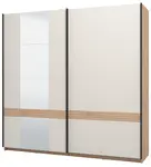 Posuvná šatní skříň se zrcadlem 220 vanya-dub artisan/béžová - s rámem