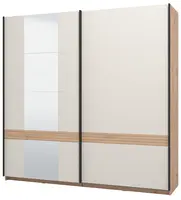 Posuvná šatní skříň se zrcadlem 220 vanya-dub artisan/béžová - s rámem