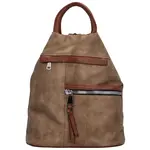 Módní dámský koženkový batůžek Annamaria, khaki