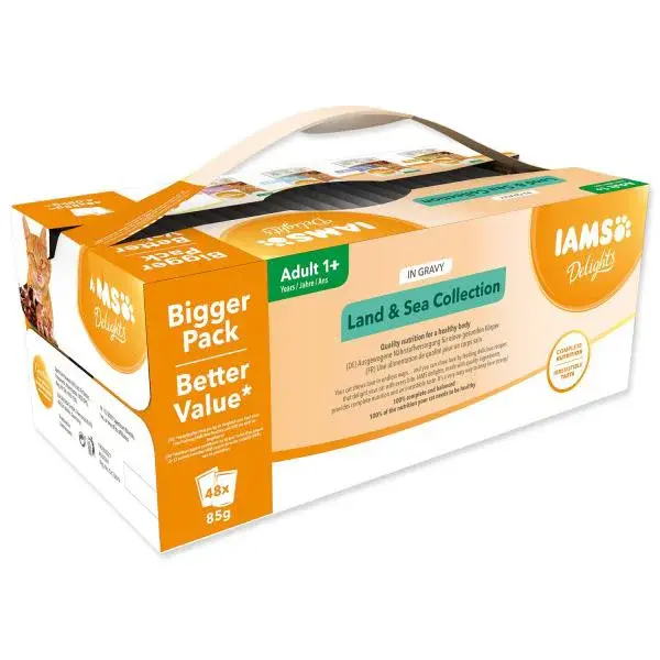 Kapsičky IAMS morské a suchozem. mäso v omáčke multipack 4080g (48x85gr)