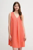 Lněné šaty United Colors of Benetton oranžová barva, mini, 4AGHDV0AX