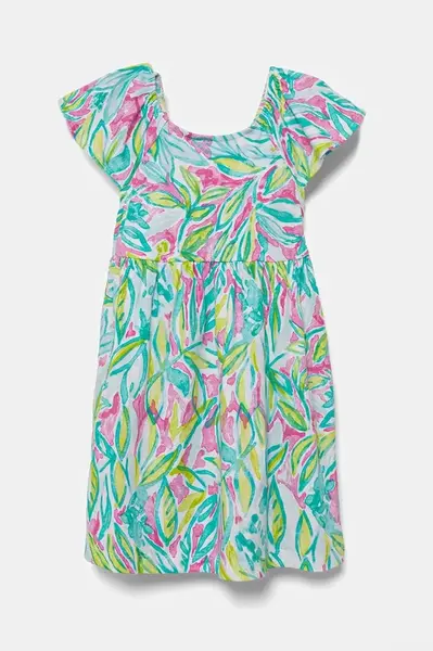 Dětské bavlněné šaty United Colors of Benetton zelená barva, mini, 34VAGV010