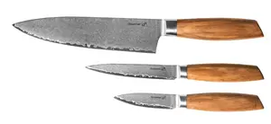 g21 Sada nožů Gourmet Damascus small box 3 ks, rukojeť zebrawood