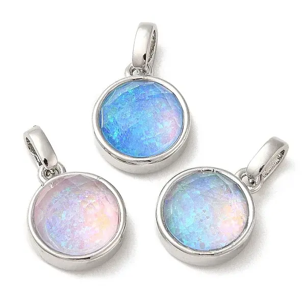 Rack Plating Brass with Synthetic Opal Pendants