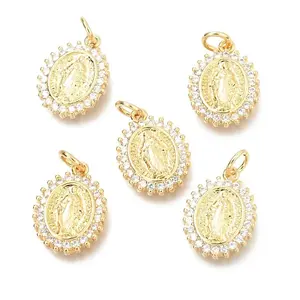 Brass Micro Pave Clear Cubic Zirconia Pendants