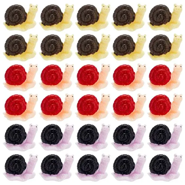 30Pcs 3 Colors Resin Mini Snail Display Decorations