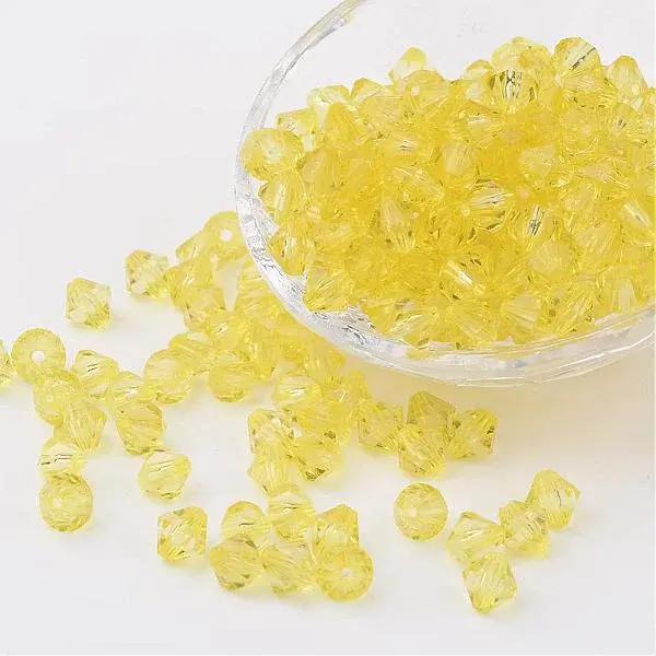 Faceted Bicone Transparent Acrylic Beads