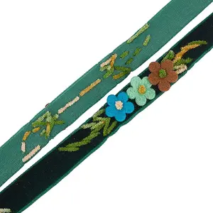 Velvet Handmade Flower Embroidered Lace Ribbons