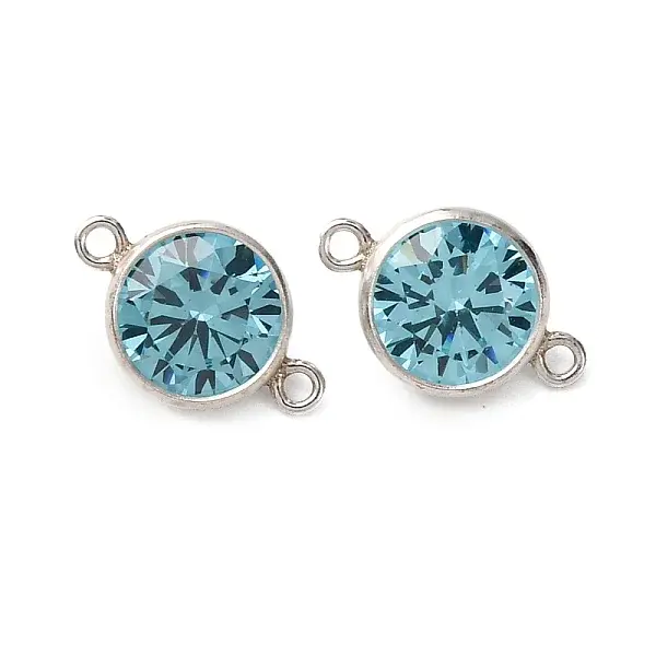 925 Streling Silver Pave Cubic Zirconia Birthstone Connector Charms