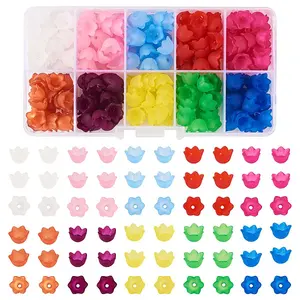 250Pcs 10 Colors Transparent Acrylic Bead Caps