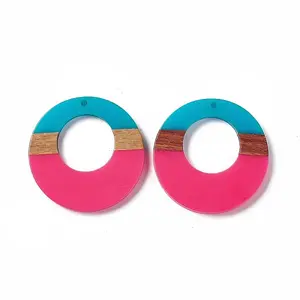 Opaque Resin & Walnut Wood Pendants