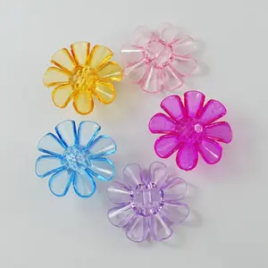 Garment Findings Transparent Acrylic Flower Sewing Shank Buttons