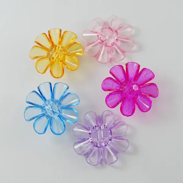 Garment Findings Transparent Acrylic Flower Sewing Shank Buttons