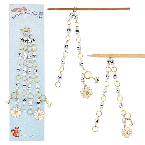 Flower & Bee Pendant Knitting Row Counter Chains