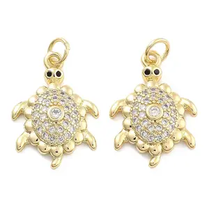 Brass Pave Clear Cubic Zirconia Pendants