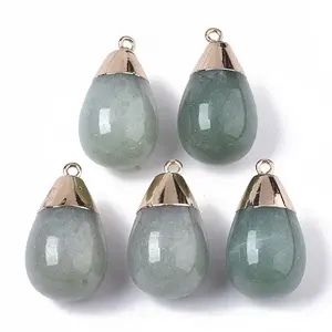 Top Golden Plated Natural Green Aventurine Pendants