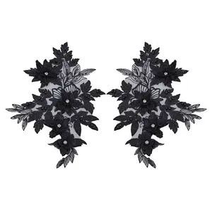 Polyester & Plastic Pearl & Rhinestone Embroidery Sew on Appliques