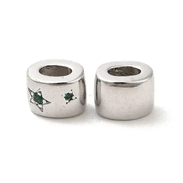 Brass Micro Pave Cubic Zirconia Beads