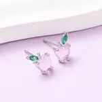 Brass Micro Pave Cubic Zirconia Apple Stud Earrings