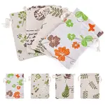 20Pcs 4 Styles Polycotton(Polyester Cotton) Printed Packing Pouches Drawstring Bags
