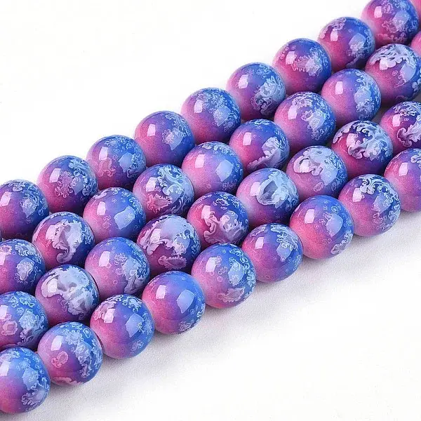 Baking Paint Glass Beads Strands