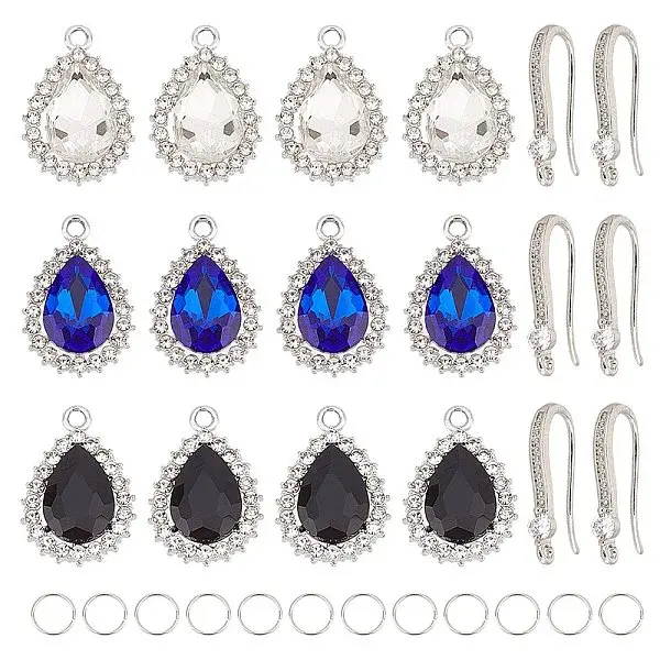 DIY Teardrop Alloy Glass Dangle Earring Making Kits
