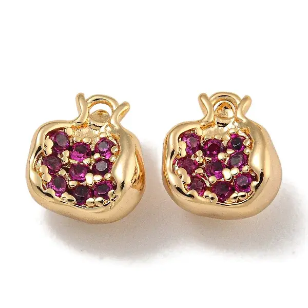 Brass Micro Pave Clear Cubic Zirconia Charms