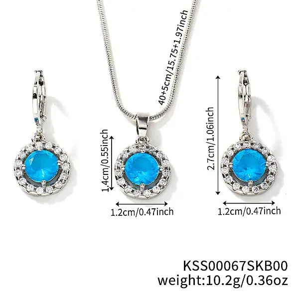 Brass Rhinestones Flat Round Jewelry Set