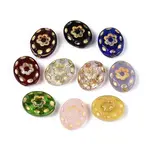 Oval with Flower Glass Beads