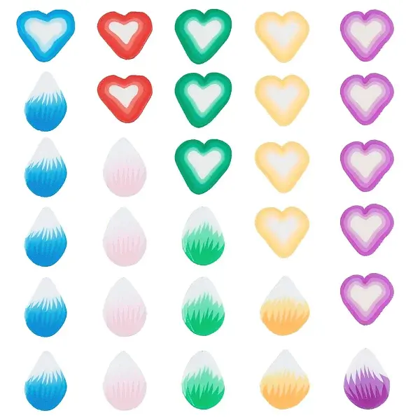 2000Pcs 10 Styles Handmade Polymer Clay Cabochons